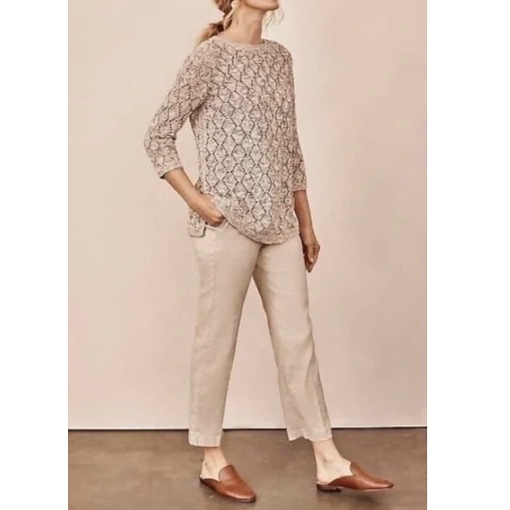 J. Jill Linen Stretch Beige Chino Pant Straight Leg Ankle Pants Size 6 Petite
